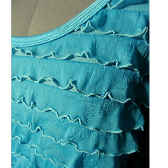 Nwt SLINKY BRAND Macy's Tiered Ruffle Tank top S Aqua Blue Soft and sexy - Picture 3 of 5